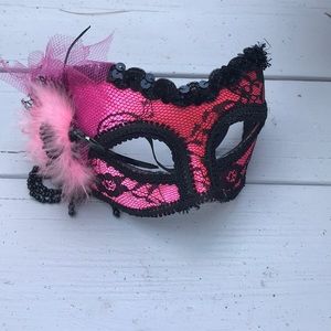 Pink and black masquerade mask